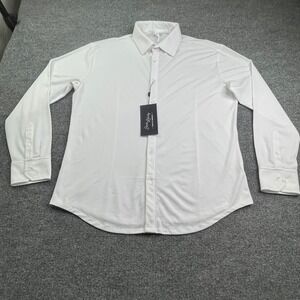 State and Liberty Button Down Mens XXL White The Mark Pique Athletic Fit Shirt